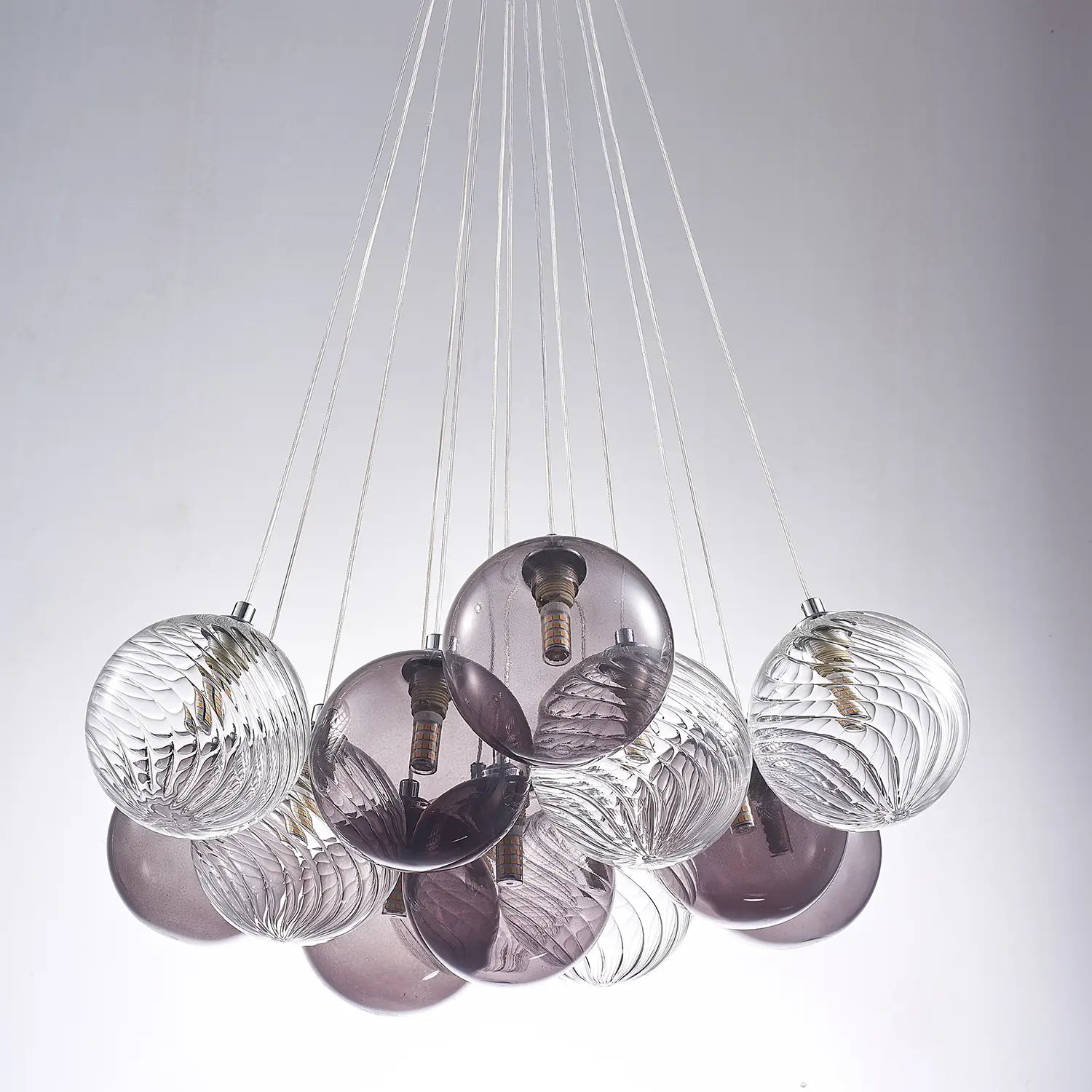 Bubbles Chandelier Smoked Blown Glass Hanging Lamp Talia Modern Cluster Pendant Light
