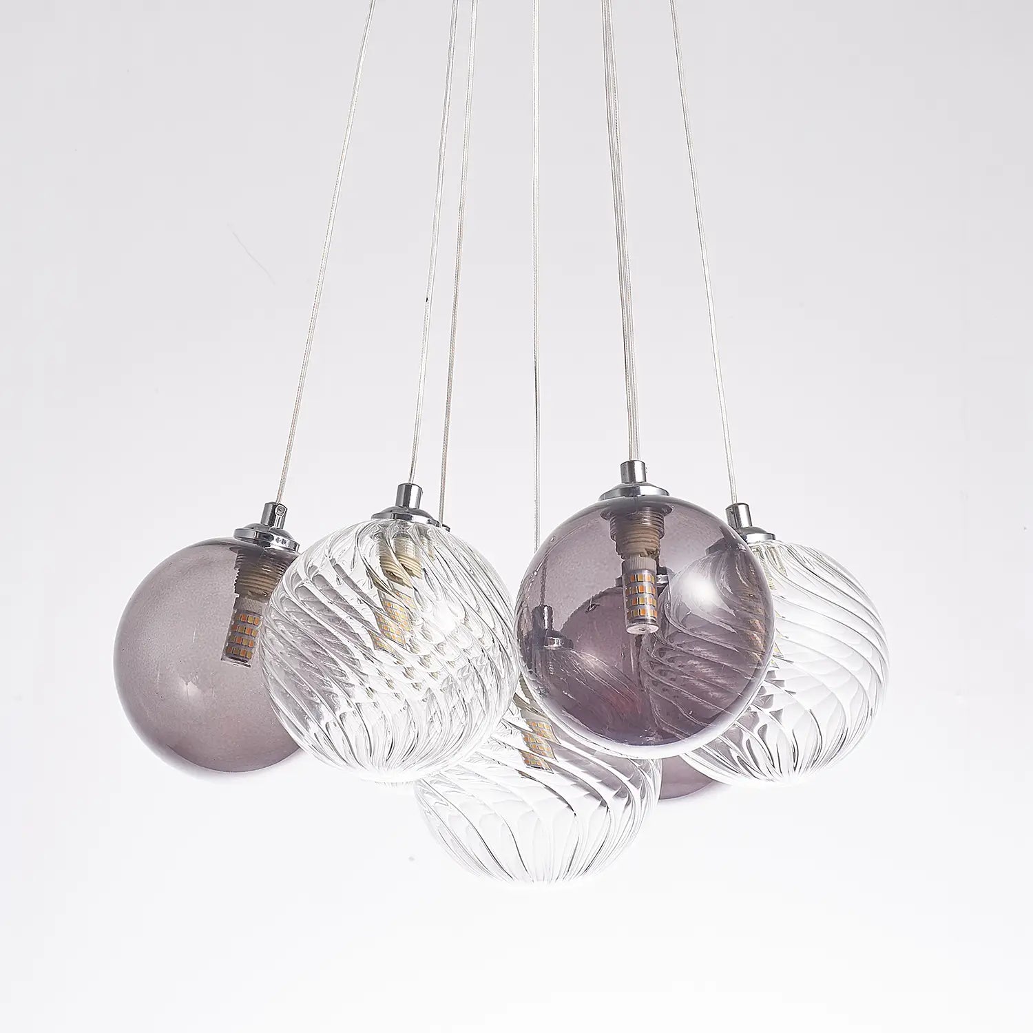 Bubbles Chandelier Smoked Blown Glass Hanging Lamp Talia Modern Cluster Pendant Light